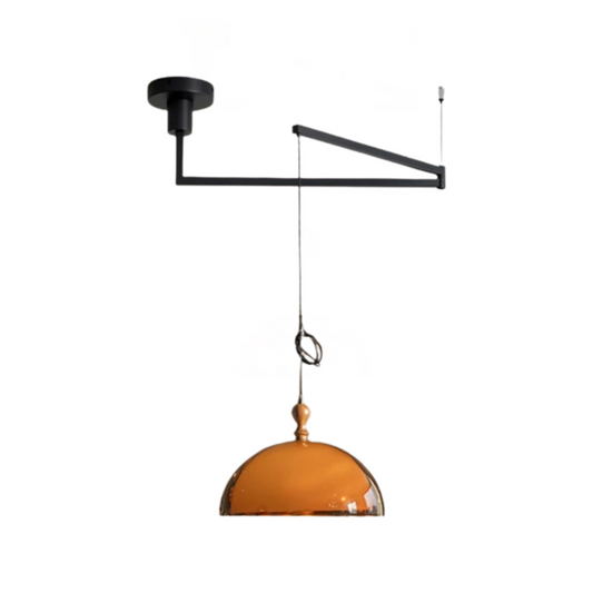 Brown Acrylic Pendant Light with Dark Wood E27 Natural