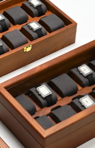 Solid Wood Watch Storage Display Box with Compartments