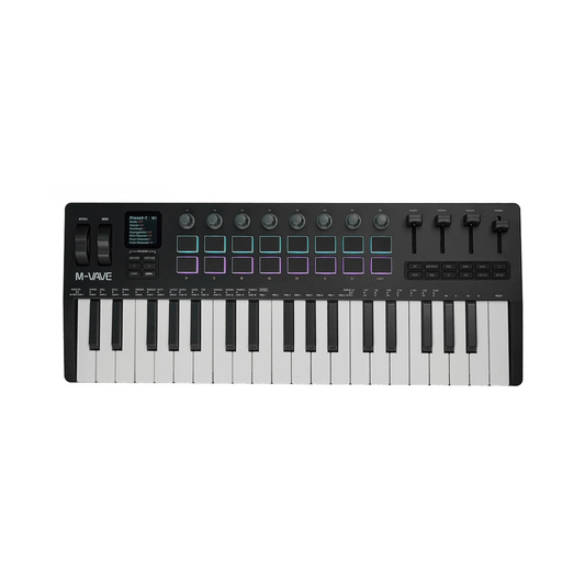 37-Key Wireless MIDI Keyboard with Drum Pads and Controls