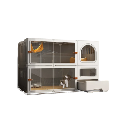 Luxury Indoor Cat Cage with Integrated Litter Box