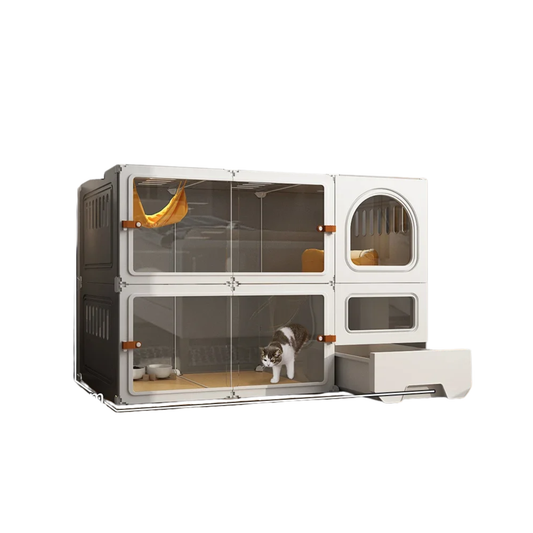 Luxury Indoor Cat Cage with Integrated Litter Box