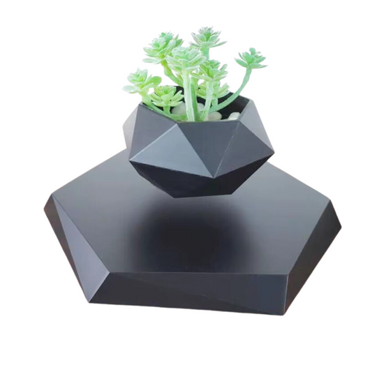 Magnetic Floating Bonsai Pot Black Rotating Desk Planter