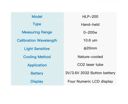 0-200W Laser Tube Power Meter for Cutting and Engraving