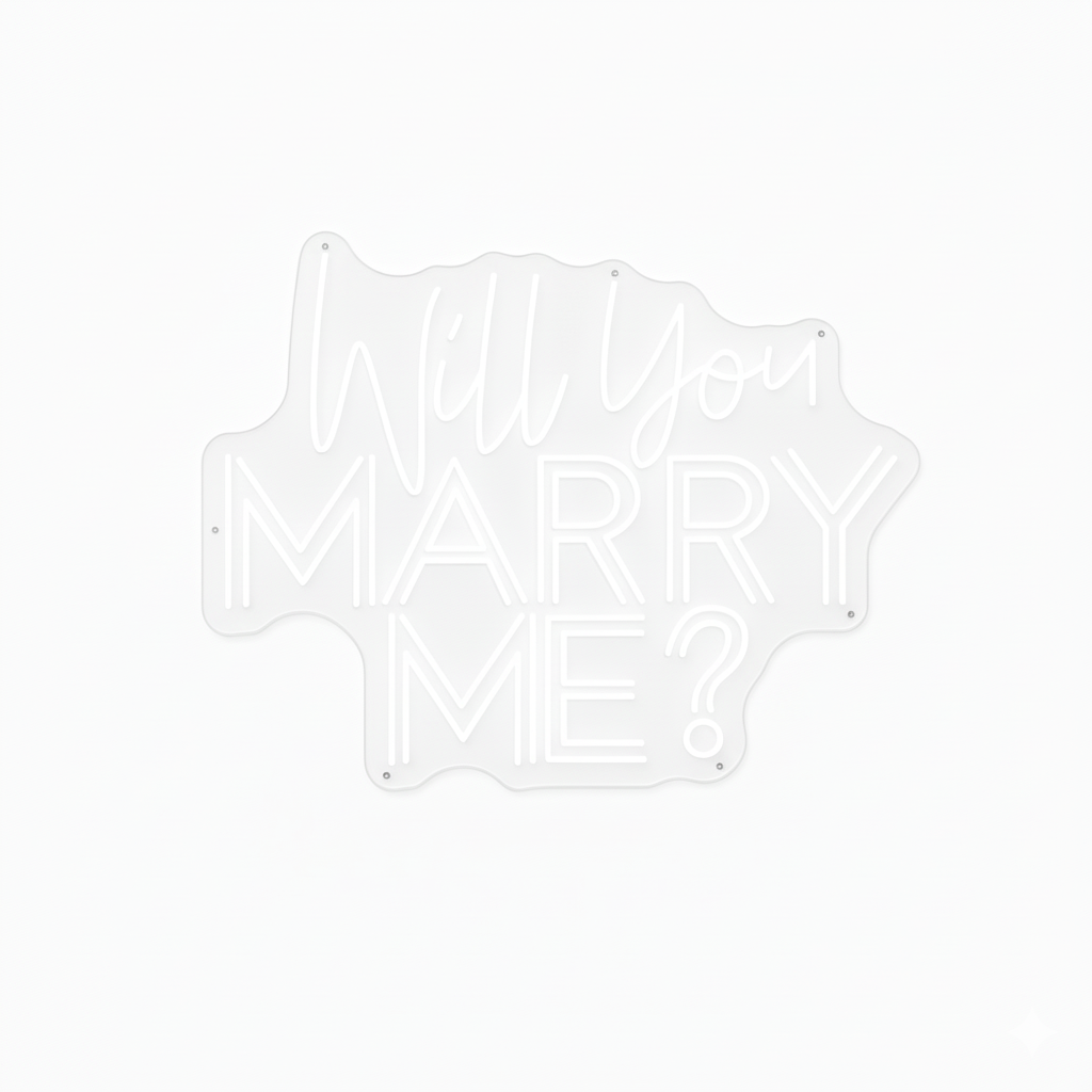 60x48cm White Neon Will You Marry Me Wall Decoration