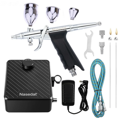 Portable Airbrush Compressor Kit with 3 Nozzles for Art & Cake