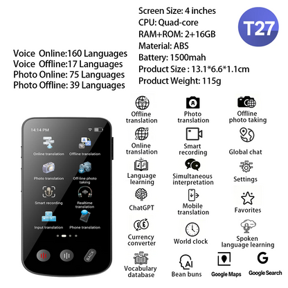 Smart 4G Language Translator 17 Languages Offline Translation