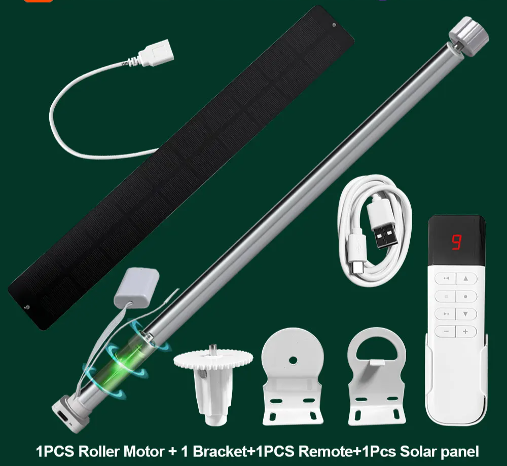 Smart Zigbee Curtain Motor with Solar Panel and Remote Control