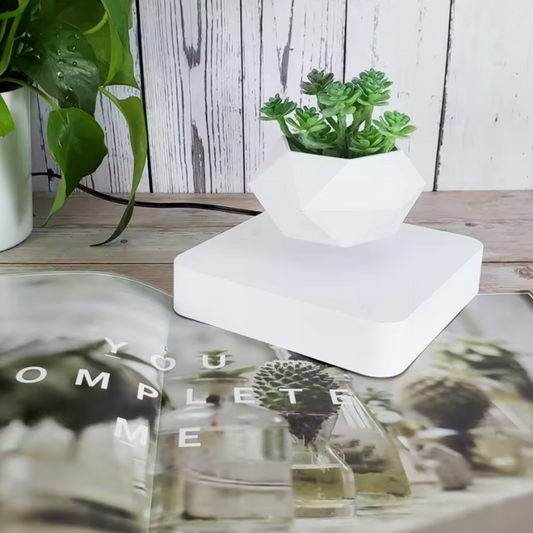 Magnetic Suspension Flower Pot Desk Decor White