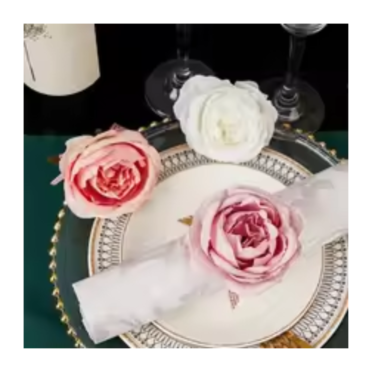 96pcs Pink Rose Napkin Rings Wedding Party Table Decor