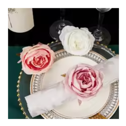 96pcs Pink Rose Napkin Rings Wedding Party Table Decor