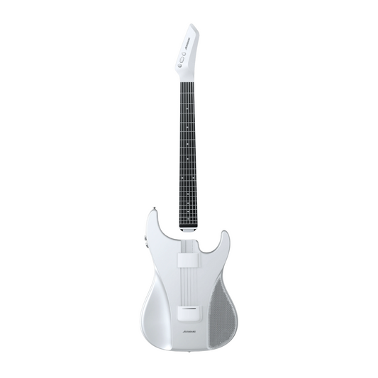 Portable Electric Guitar White with Pain-Free Silicone Strings