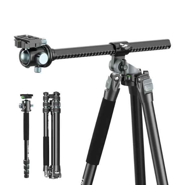 1.76m Aluminum Camera Tripod Monopod 15kg Load Arca Plate
