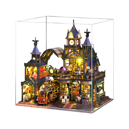 Wooden Secluded City Dollhouse Kit with Furniture and Cover