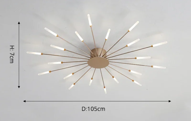 Nordic Minimalist LED Ceiling Lamp 20 Lights Matte Gold