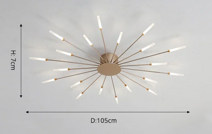 Nordic Minimalist LED Ceiling Lamp 20 Lights Matte Gold