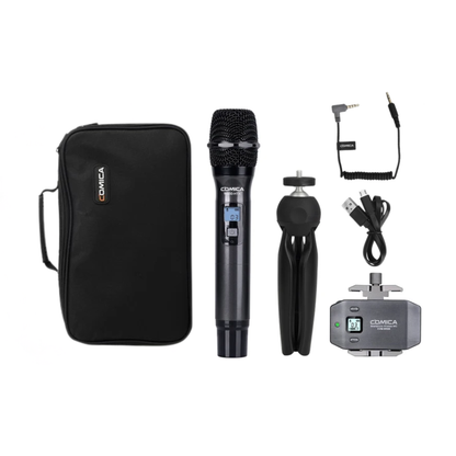 Wireless Handheld Microphone with Tripod for Camera and Phone