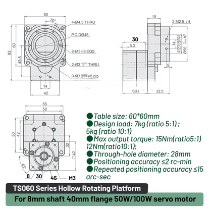 High-Precision 40mm Servo Rotary Actuator 5:1