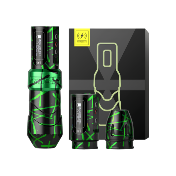 Wireless Tattoo Pen 4.0mm Stroke Green Camo 2400mAh