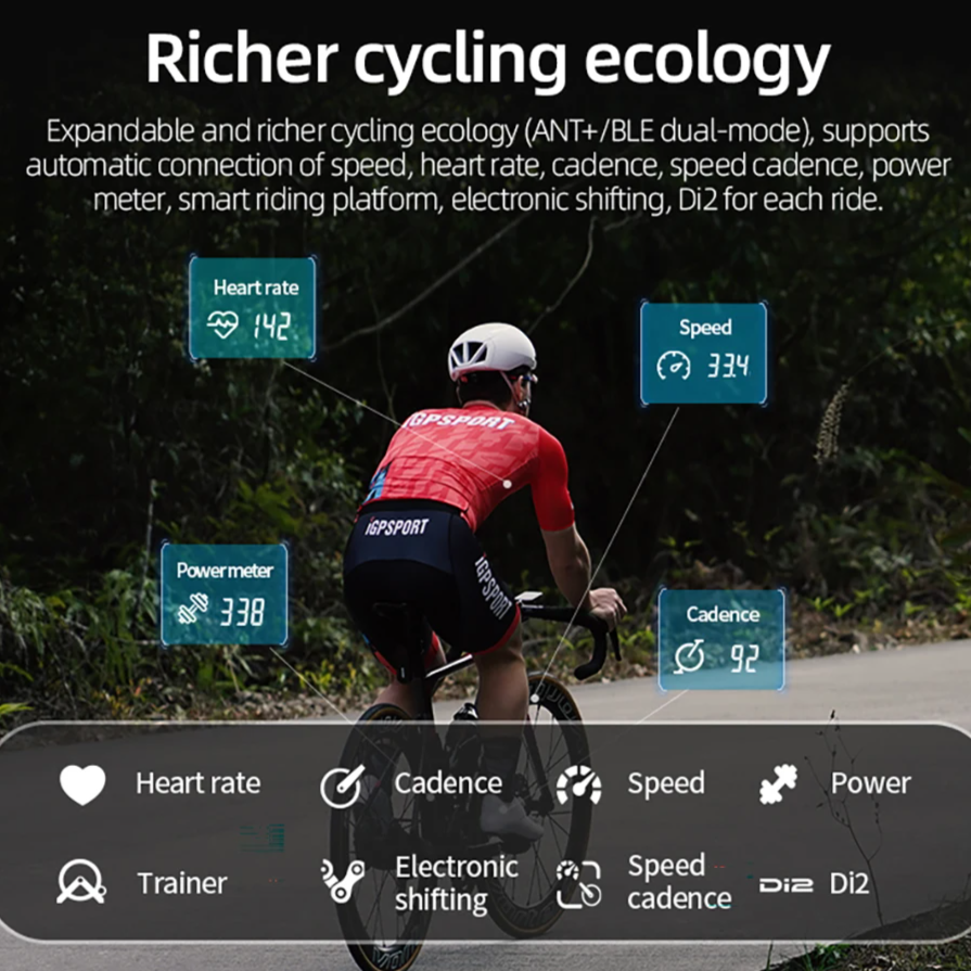 Wireless GPS Cycling Computer with M80 Mount and Route Tracking