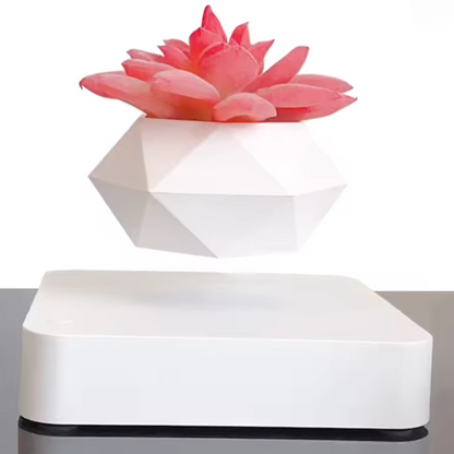 Magnetic Suspension Flower Pot Desk Decor White