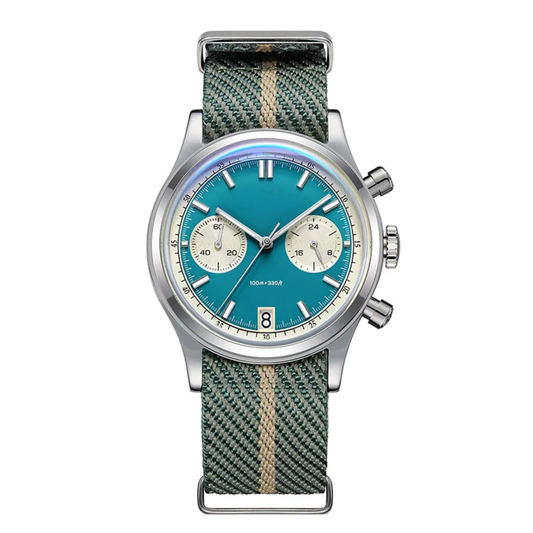 Chronograph Quartz Men Watch 10Bar Waterproof Luminous Steel Green