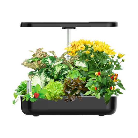 Black Smart Hydroponic Garden Kit with LED Light for Home