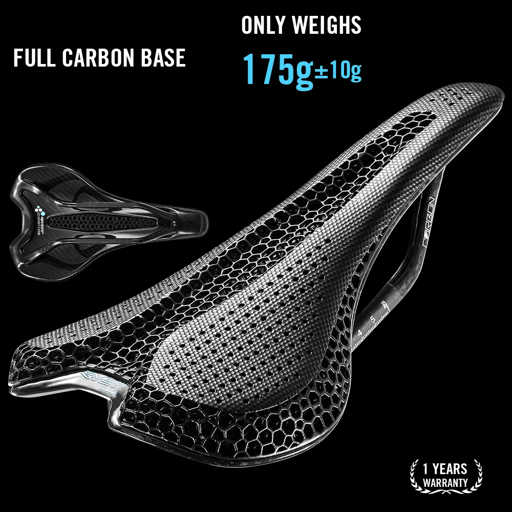 Ultralight 3D Printed Bike Saddle 175g for Road and MTB
