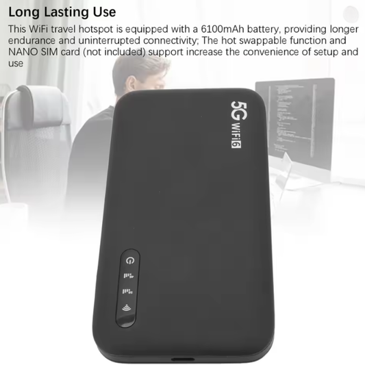Portable 5G WiFi 6 Hotspot with 6100mAh Battery for Travel