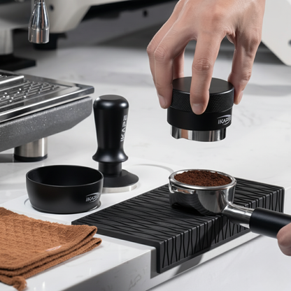 51mm Espresso Coffee Tamper with Silicone Mat and Distributor Black