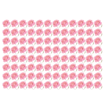 96pcs Pink Rose Napkin Rings Wedding Party Table Decor