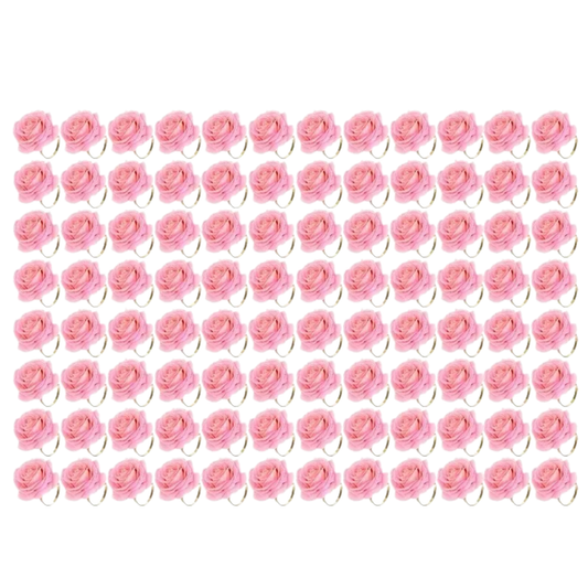 96pcs Pink Rose Napkin Rings Wedding Party Table Decor