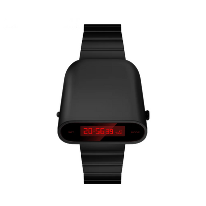 Vintage Metal Digital Watch Men Red Dial