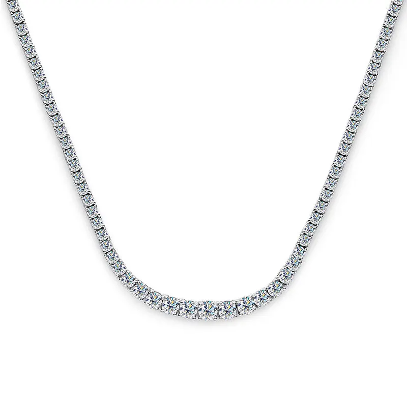 Moissanite 20 Inch Tennis Necklace 925 Silver Plated