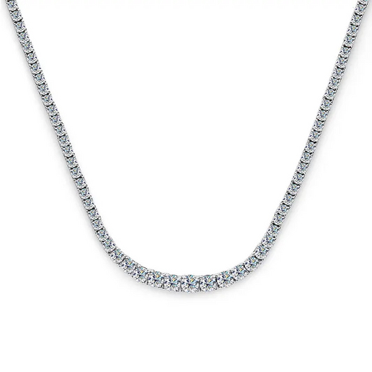 Moissanite 20 Inch Tennis Necklace 925 Silver Plated