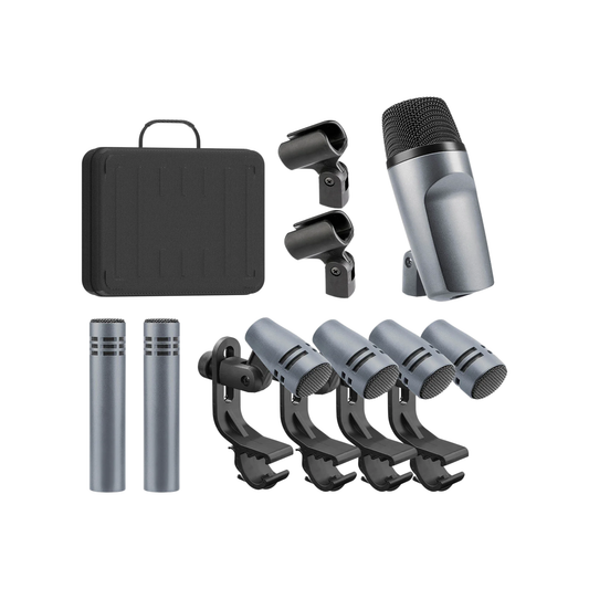 7-Piece Wired Drum Microphone Kit for Band and Stage