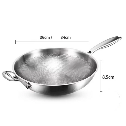 Lightweight 34cm Titanium Wok Hammered Surface Fry Pan