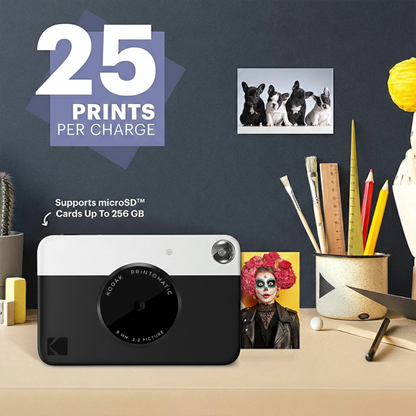Black Portable ZINK Inkless Camera 40 Sheet Bundle