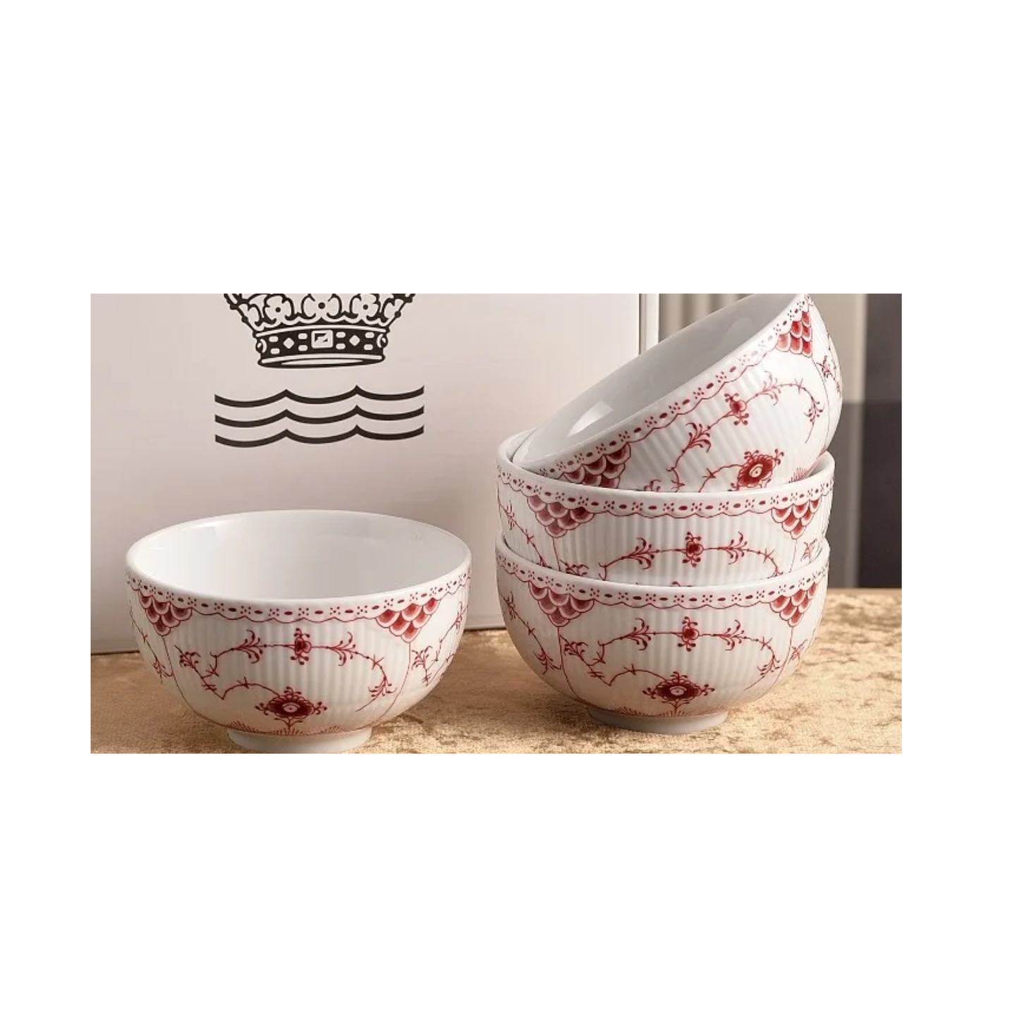 4.5in Red Porcelain Tea Cup Set 4pcs