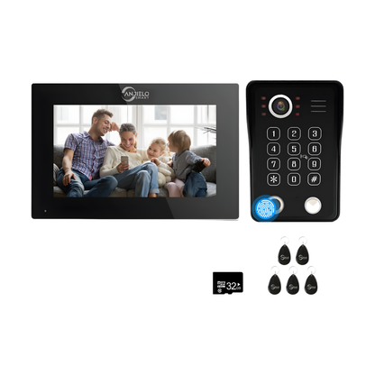 Black 7-Inch Smart Video Doorbell Intercom with Fingerprint Unlock