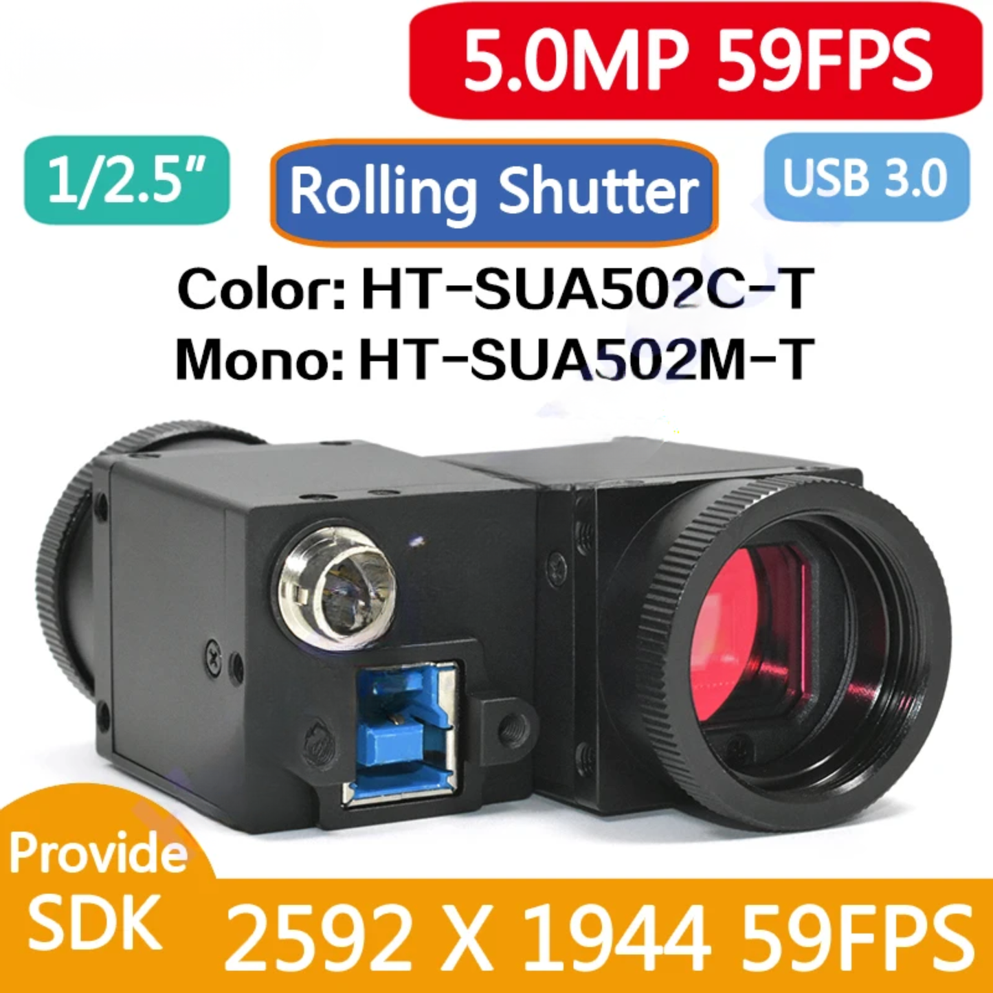 5MP Portable Monochrome Industrial Camera