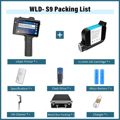 Handheld Barcode Printer Gun with Metal Carry Case