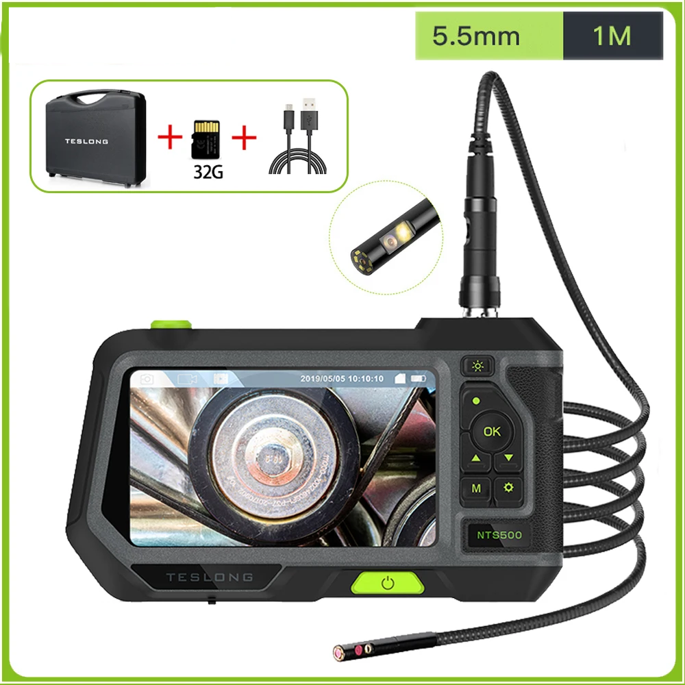Dual Lens Digital Endoscope 5.5mm 1m Pipe Camera