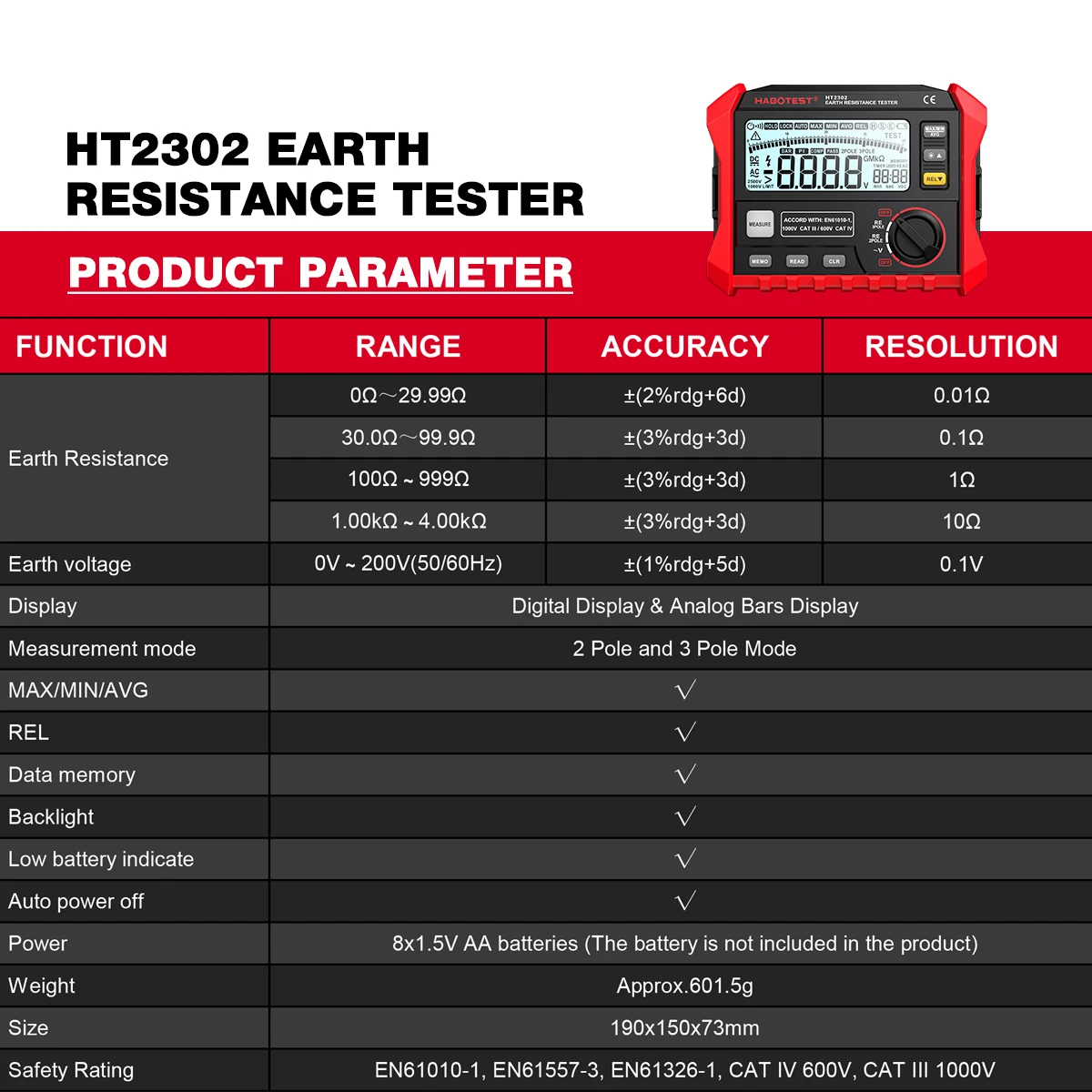 Portable Megohmmeter 100-Group Digital Insulation Meter