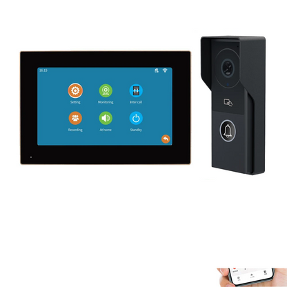 1080P WiFi Video Doorbell 7" Touch Screen Intercom Kit