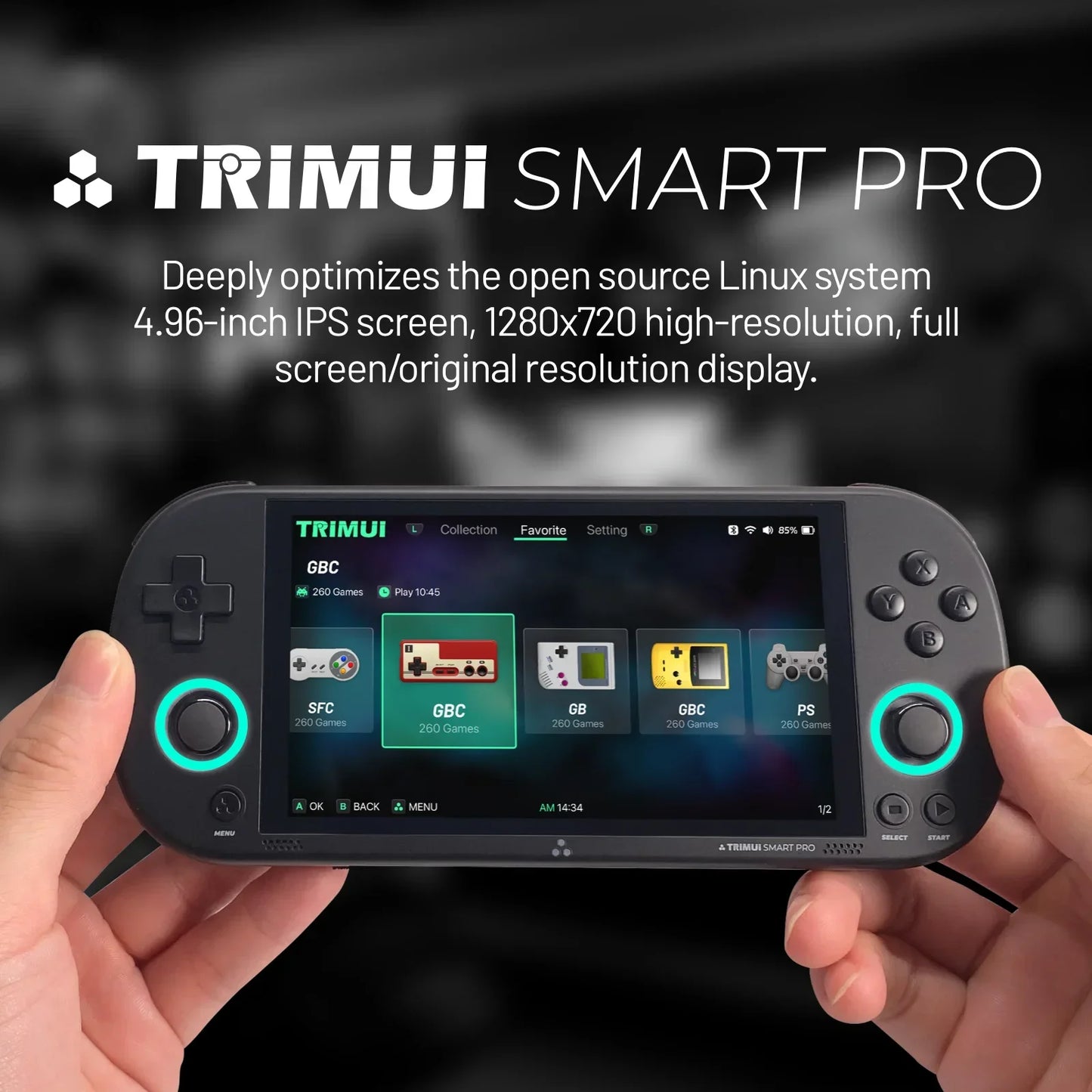 Smart Retro Gaming Console 4.96 Inch IPS Screen Linux