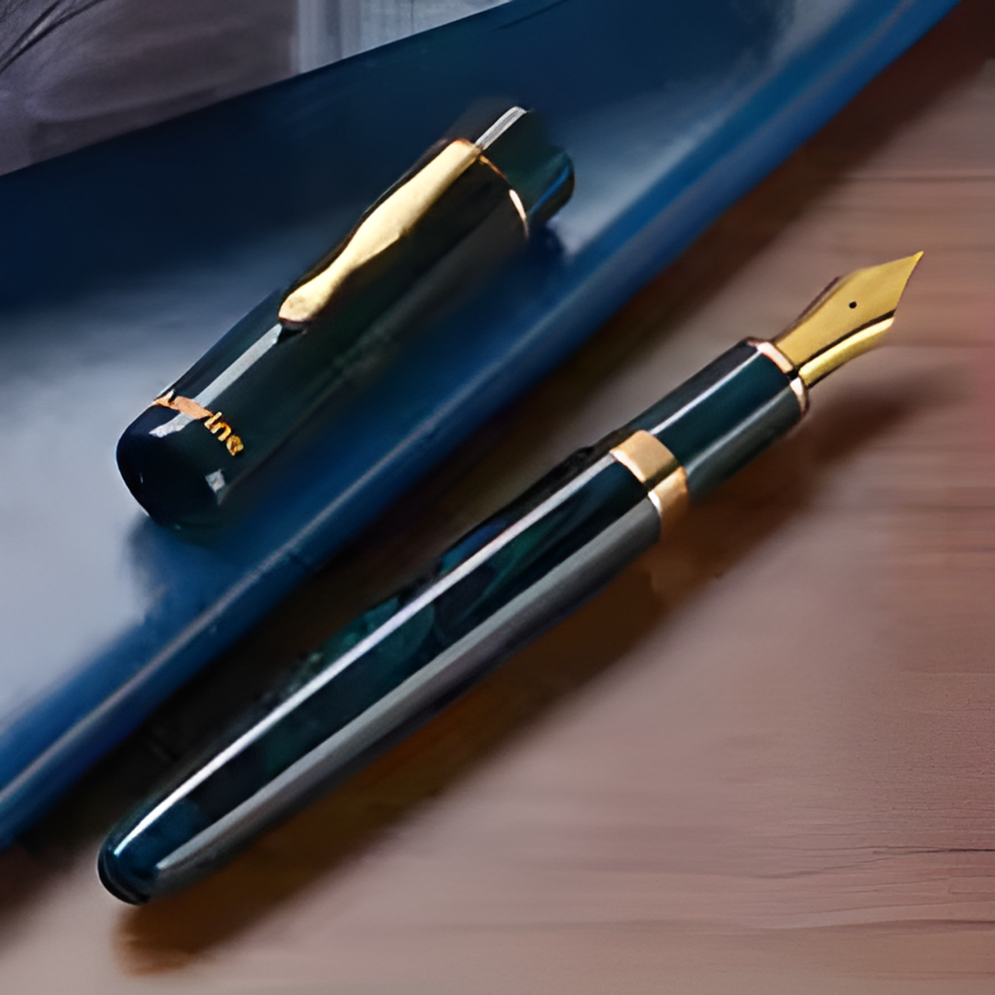 Blue Ebonite Fountain Pen Stub 1.1 Nib