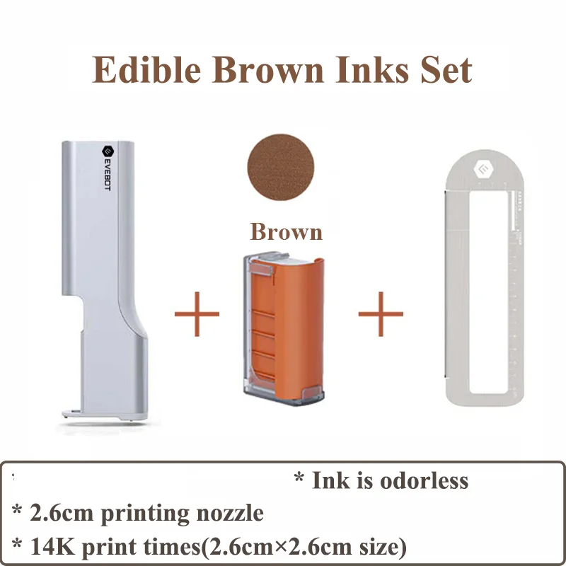 Portable Food Printer Pen Brown Ink Set