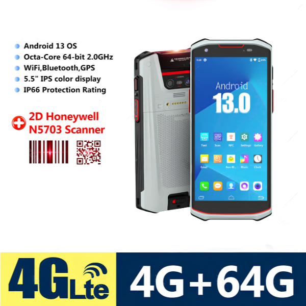 Android 13 Rugged Barcode Scanner PDA 4GB 64GB 2D