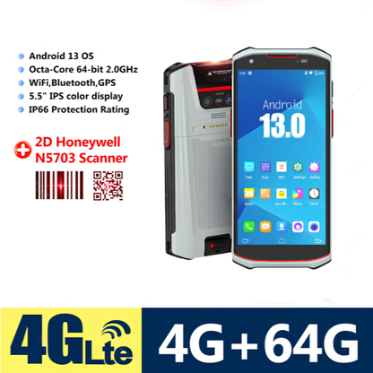 Android 13 Rugged Barcode Scanner PDA 4GB 64GB 2D