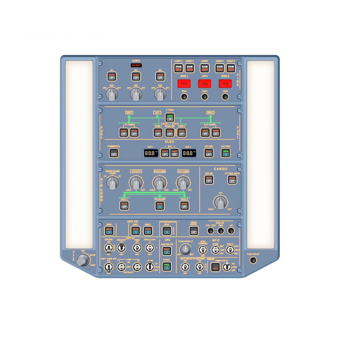 A320 Flight Simulator Overhead Panel with IRS and Lighting Controls